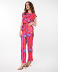 Rareism Women's Zersa Pink Polyester Abstract Print Ankle Length Relaxed Fit Trouser