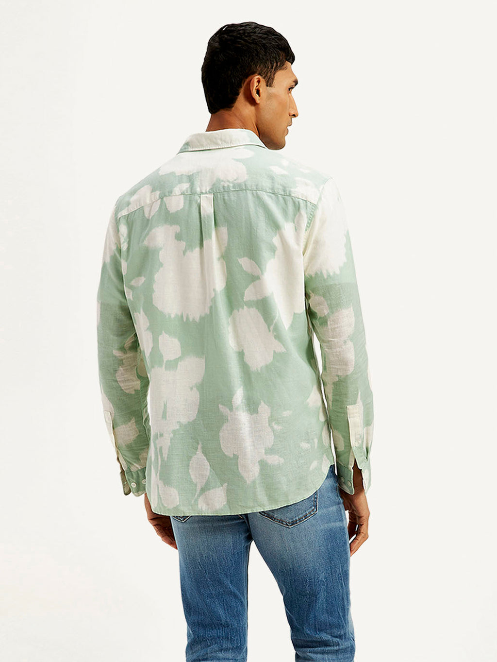 Men's Floral Slim Fit Linen Shirt