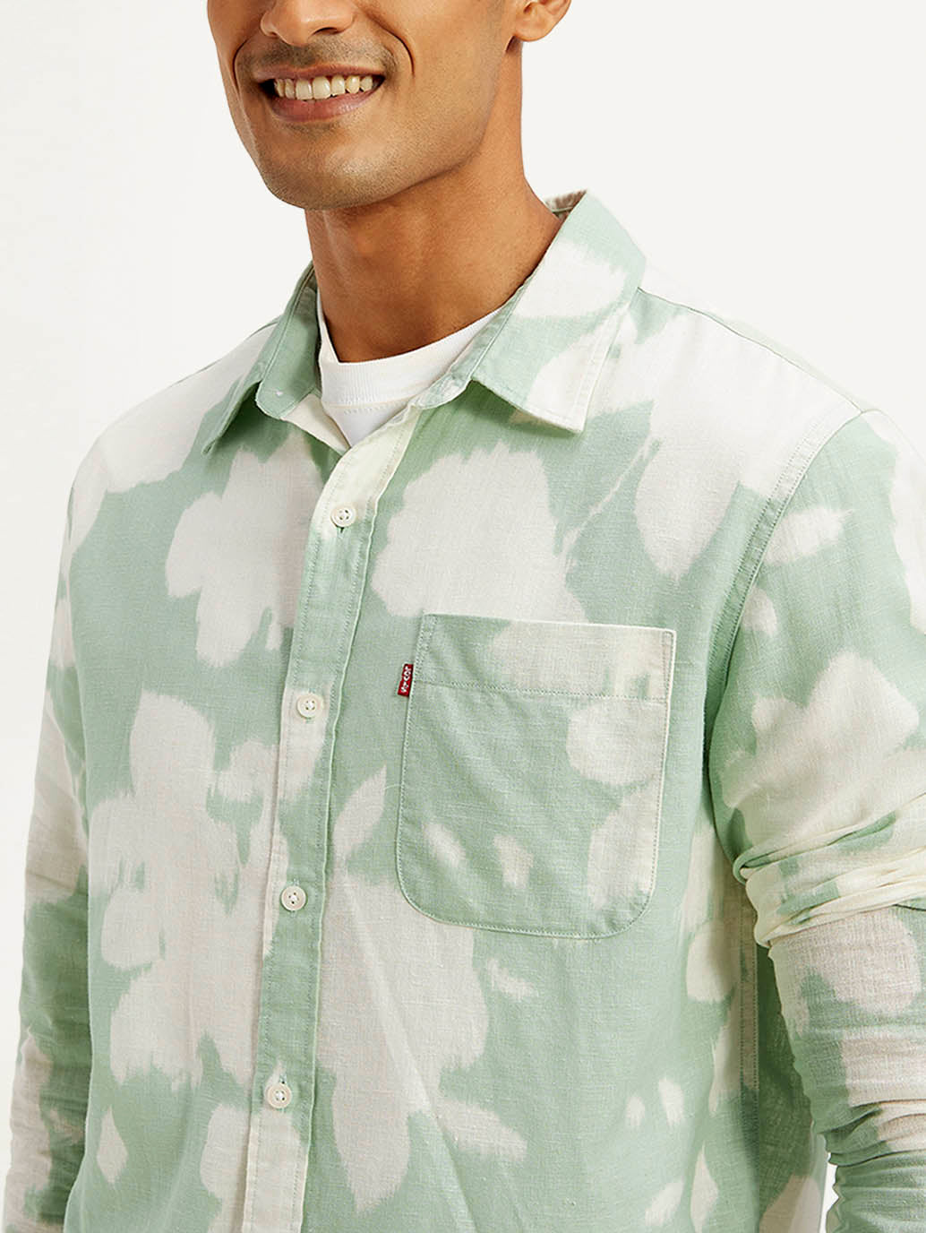 Men's Floral Slim Fit Linen Shirt
