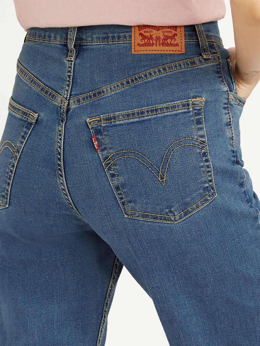 Women's Blue Ribcage Straight Fit High Rise Jeans