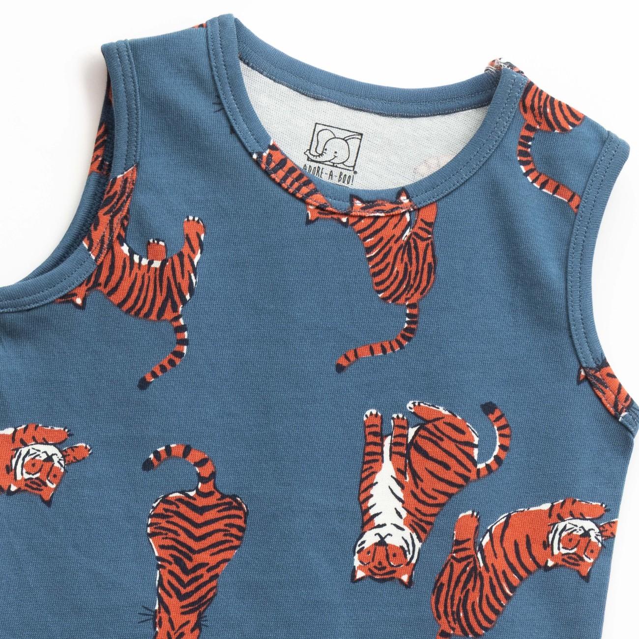 Action Tiger Printed Grey Kids Clothing Set