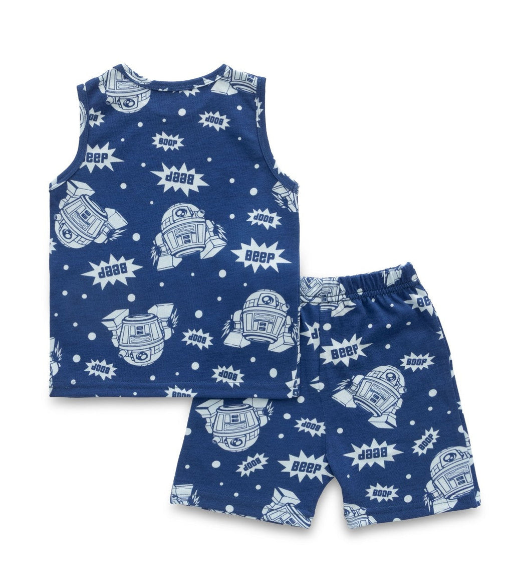 Alien Printed Blue Kids Clothing Set
