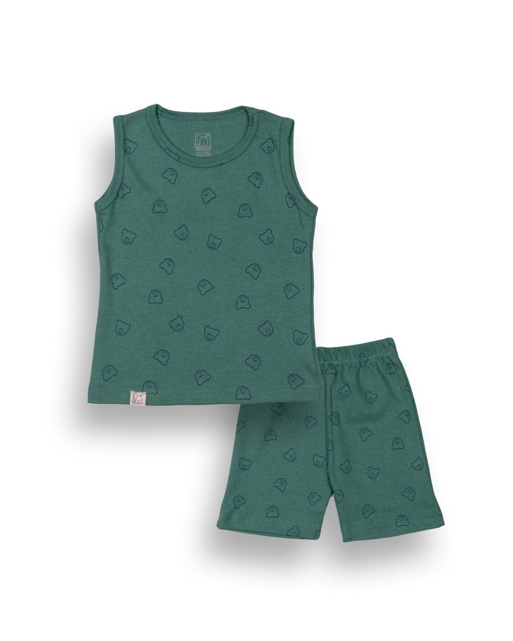Teddy Face Green Kids Clothing Set