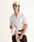 Rare Rabbit Men's Berner White Cotton Blend Graphic Print Regular Fit Half Sleeve Polo