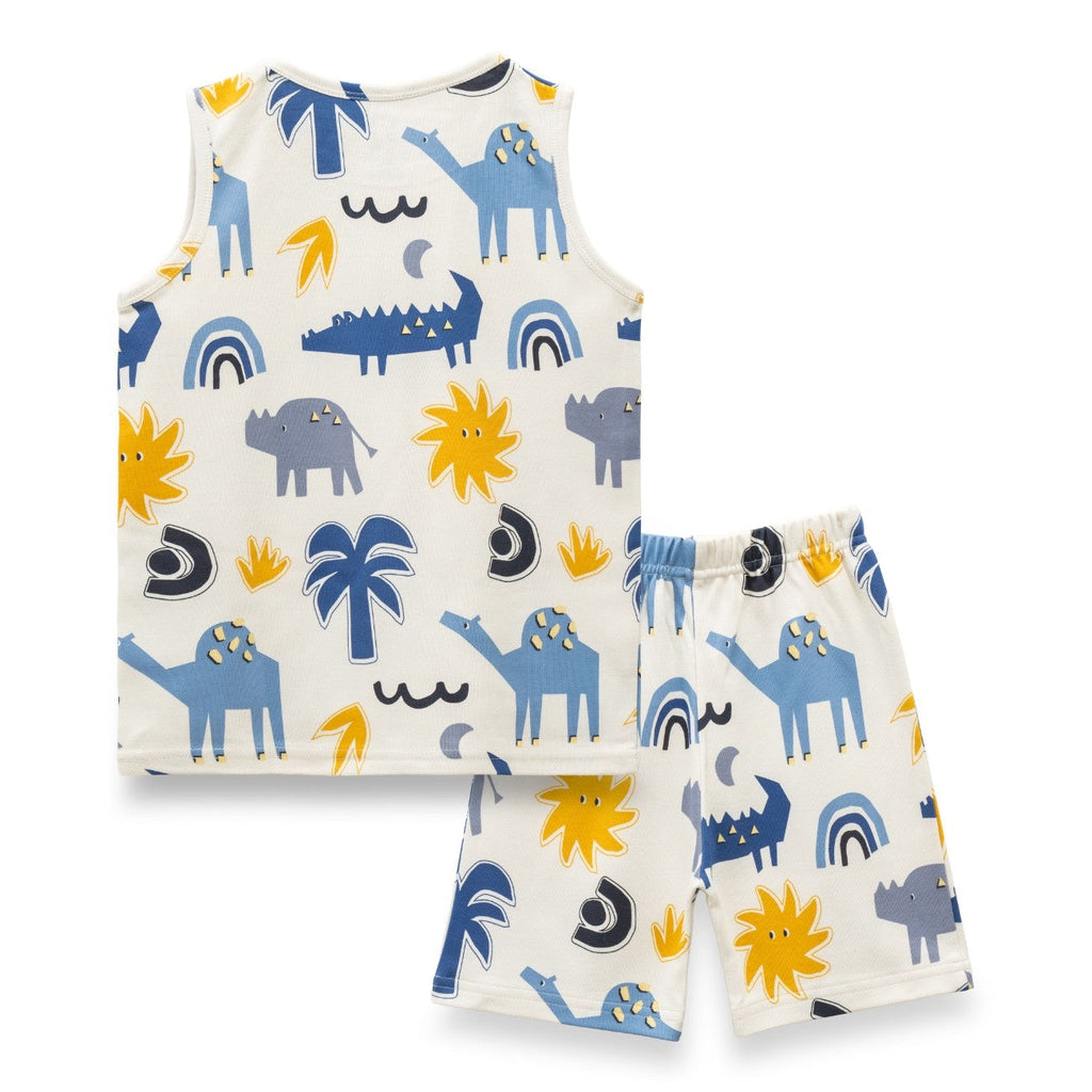 Camel Printed White Kids Clothing Set