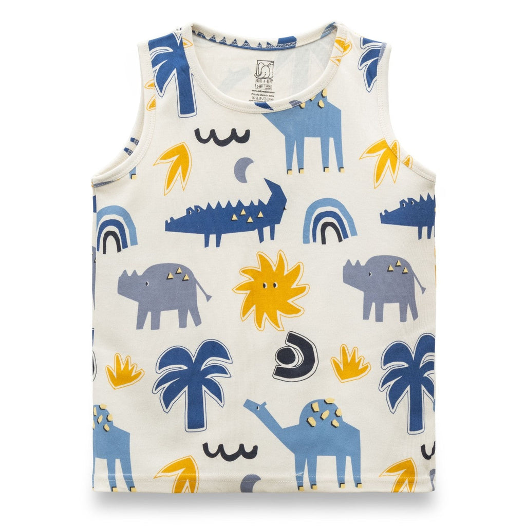 Camel Printed White Kids Clothing Set