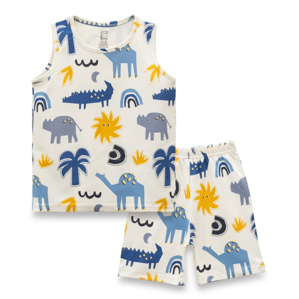 Camel Printed White Kids Clothing Set