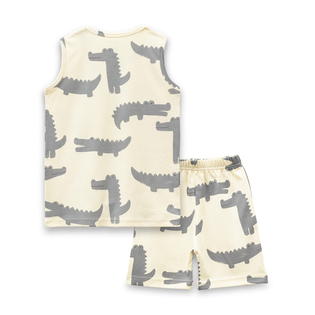 Croc Printed White Kids Clothing Set