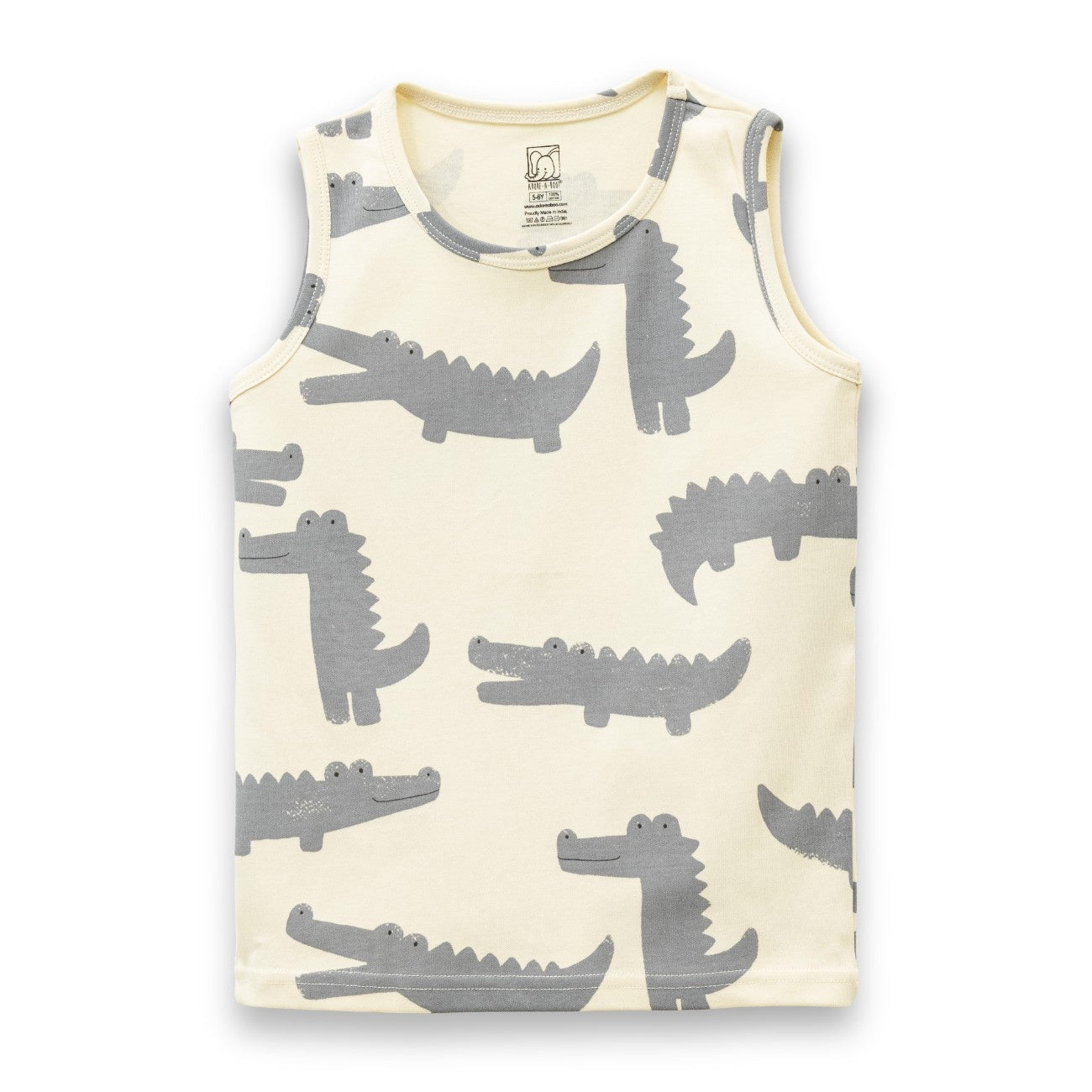 Croc Printed White Kids Clothing Set