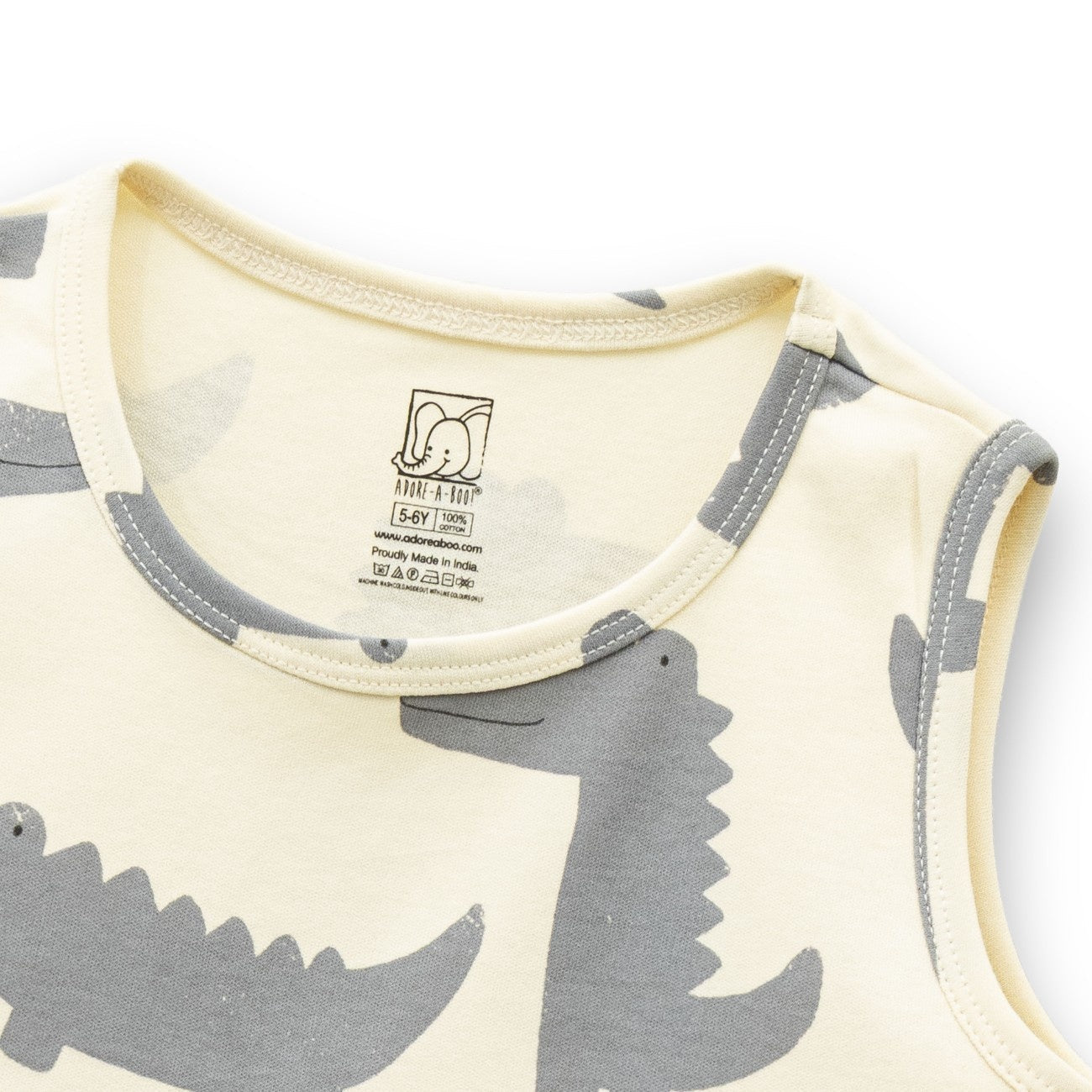 Croc Printed White Kids Clothing Set