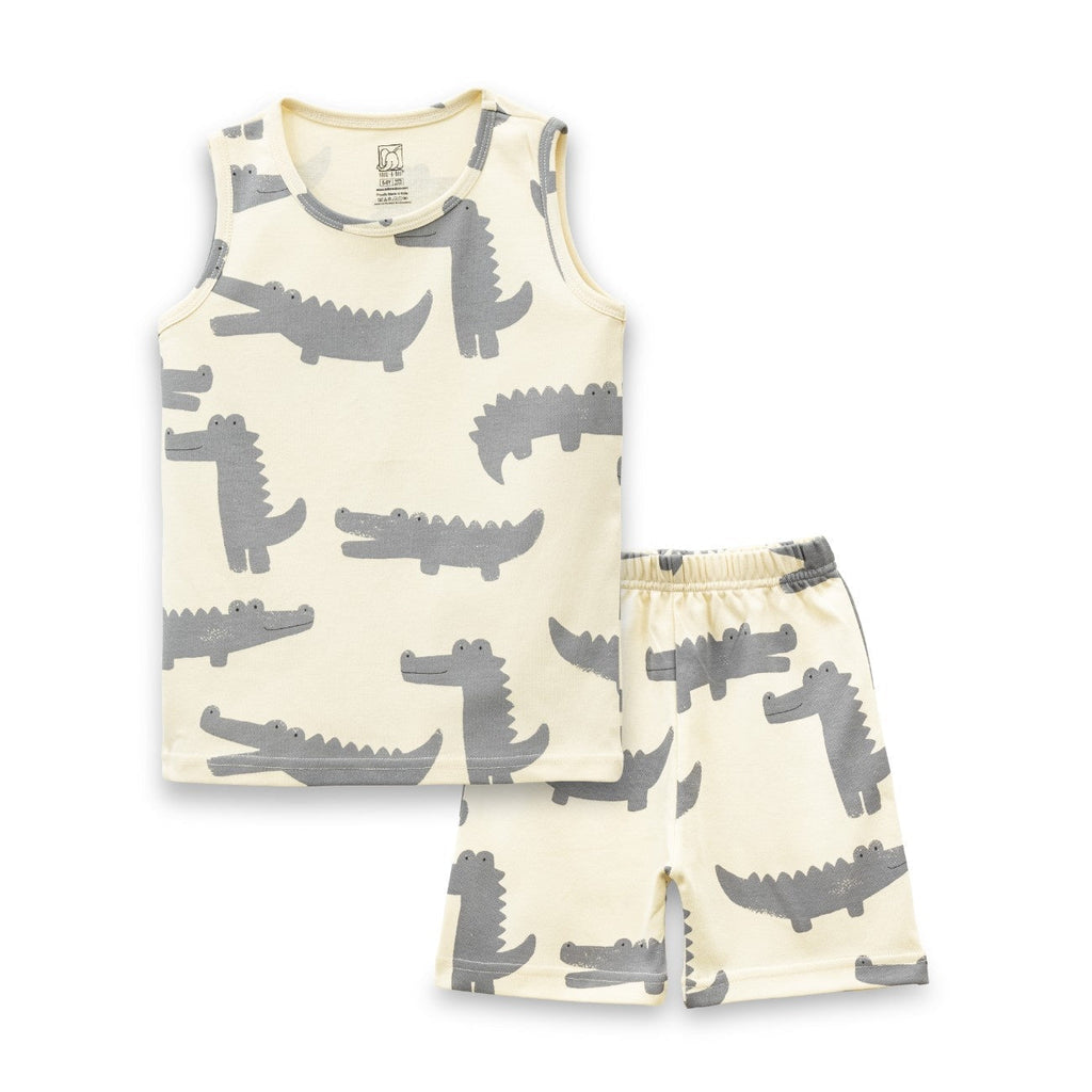 Croc Printed White Kids Clothing Set
