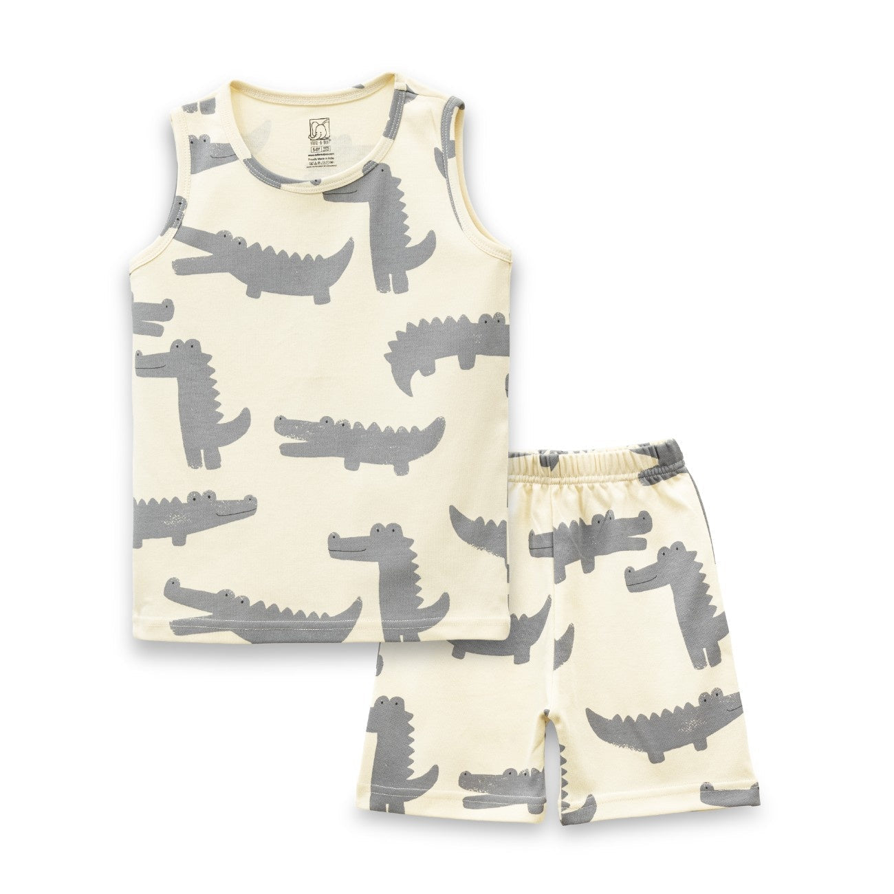 Croc Printed White Kids Clothing Set
