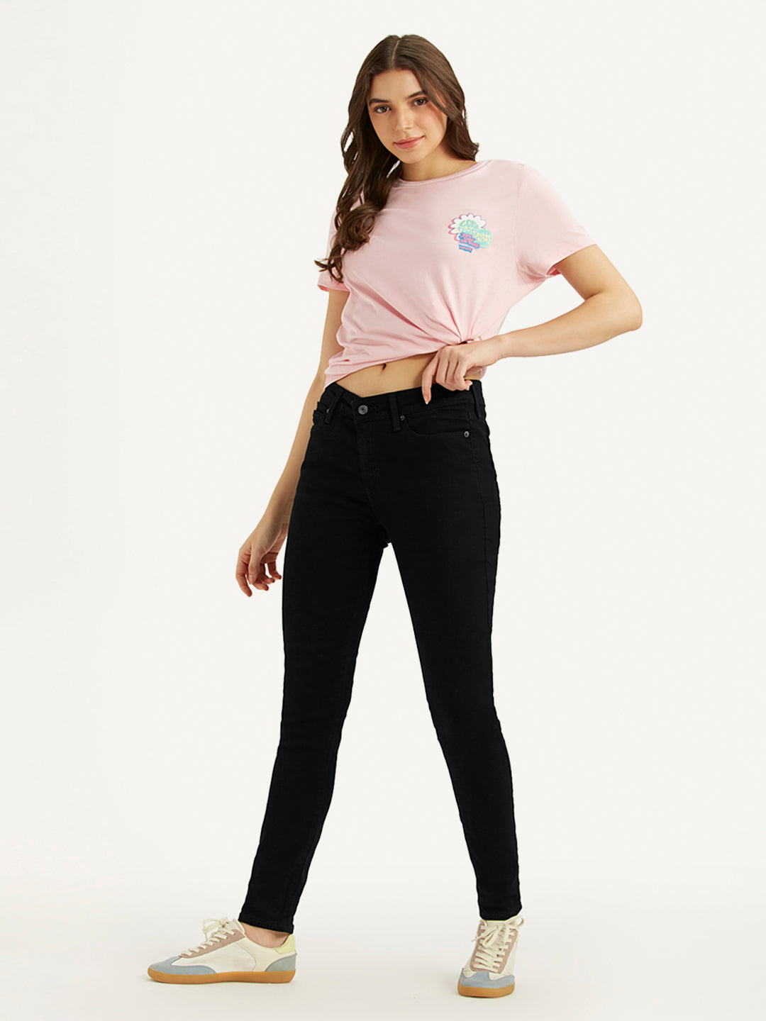 Women's 711 Black Skinny Fit Mid Rise Jeans