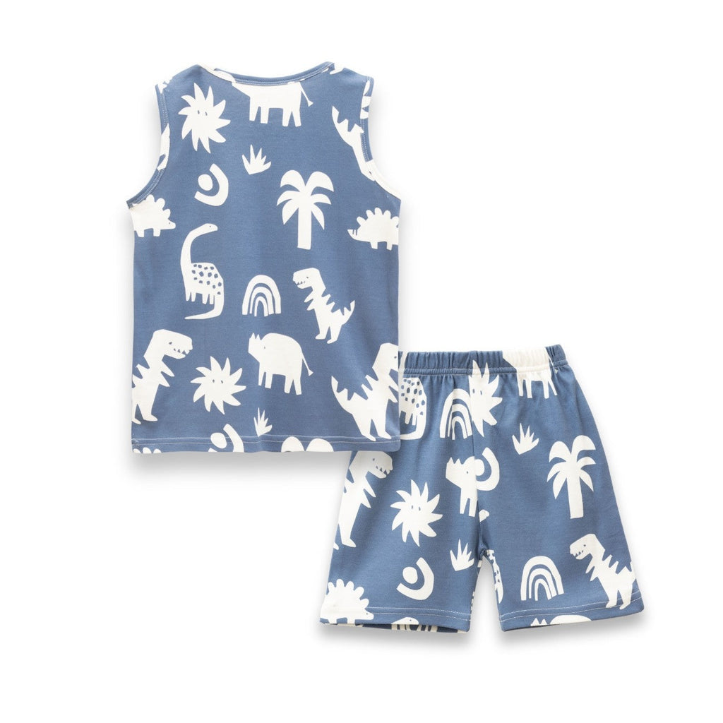 Dinosaur Silhoute Blue Kids Clothing Set