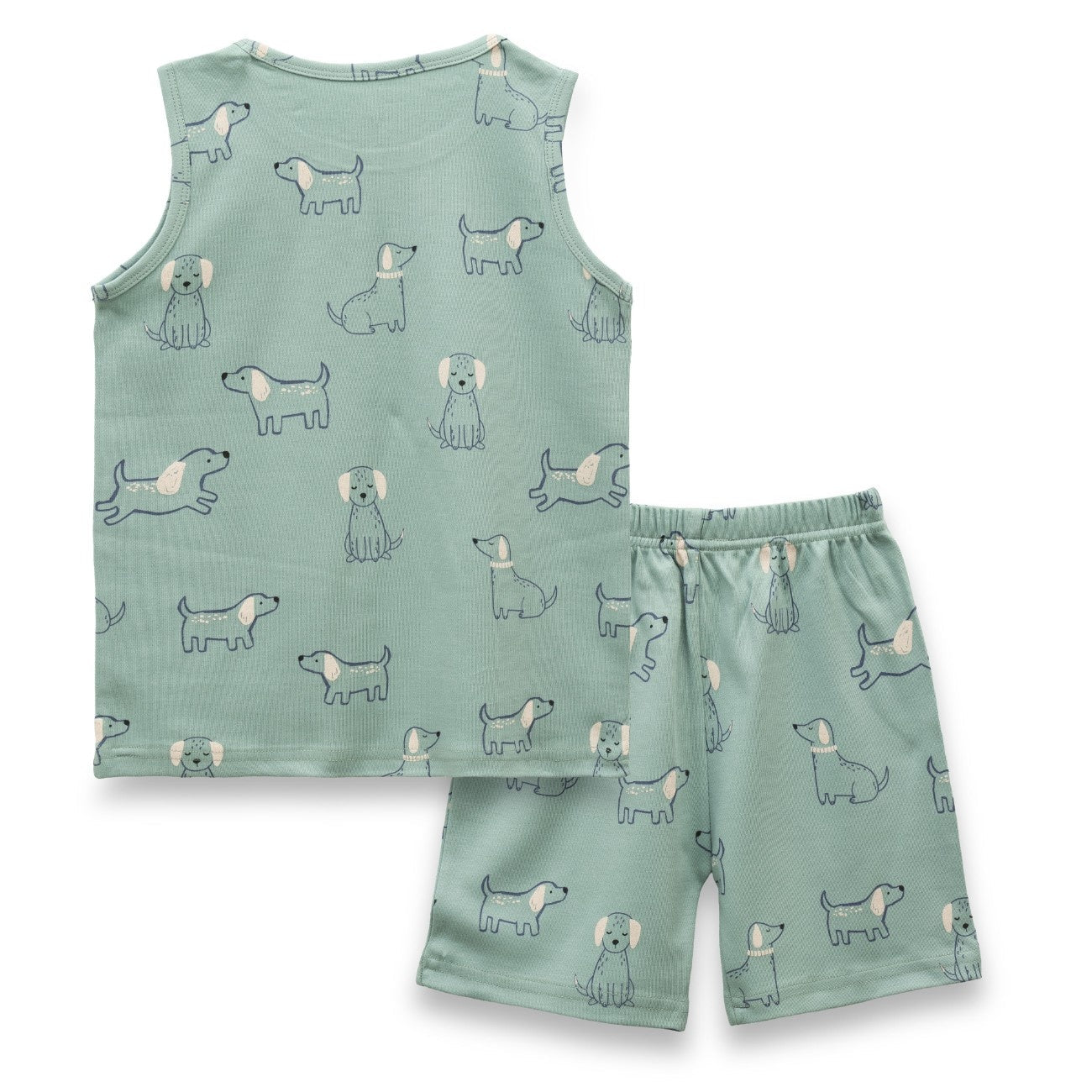 Cute Dogs Printed Green Kids Clothing Set