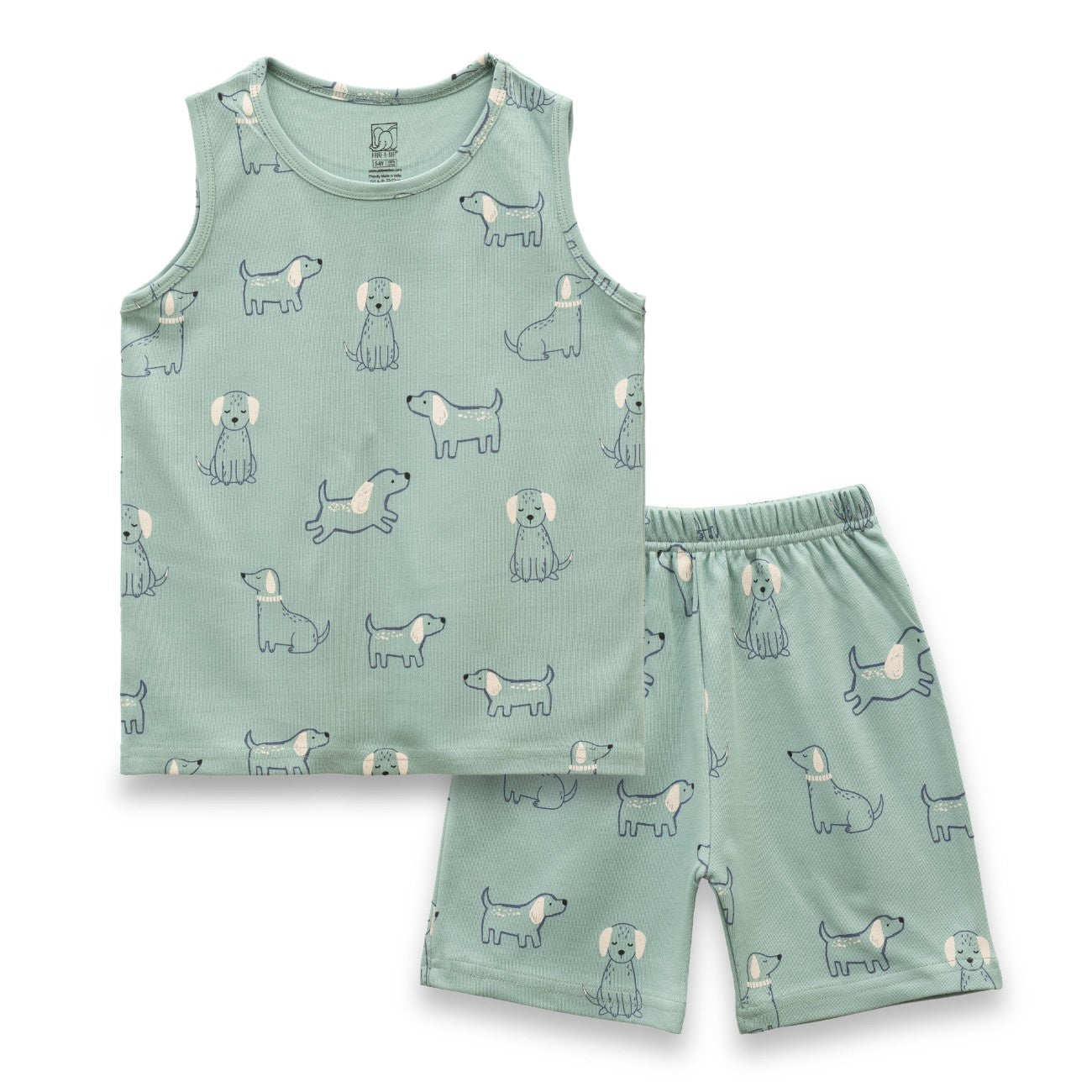 Cute Dogs Printed Green Kids Clothing Set