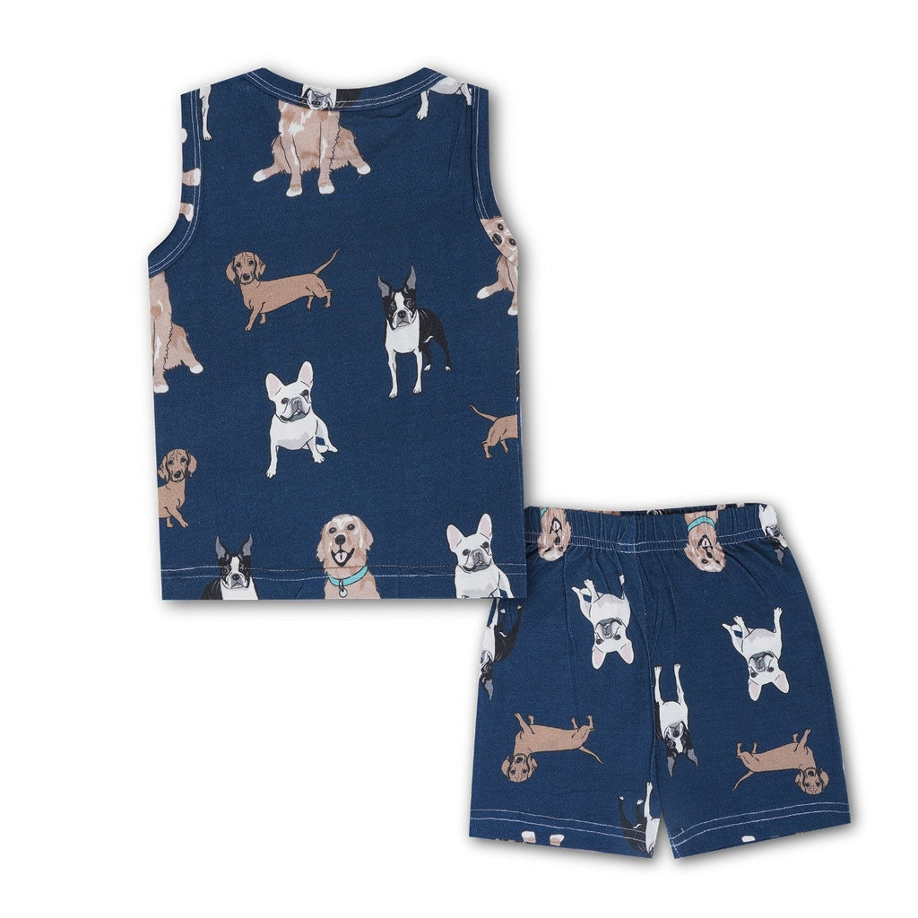 Dogs Printed Blue Kids Clothing Set