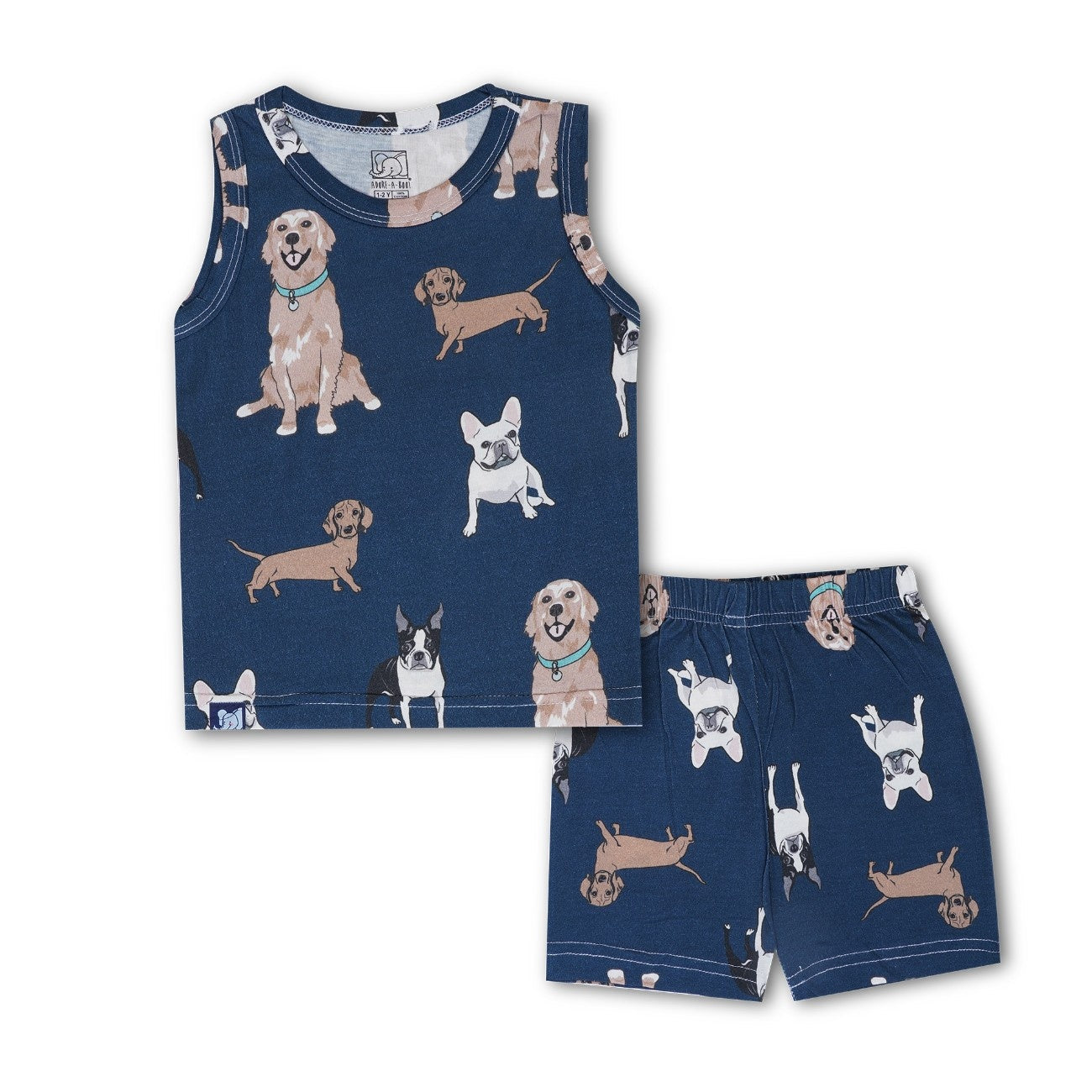 Dogs Printed Blue Kids Clothing Set