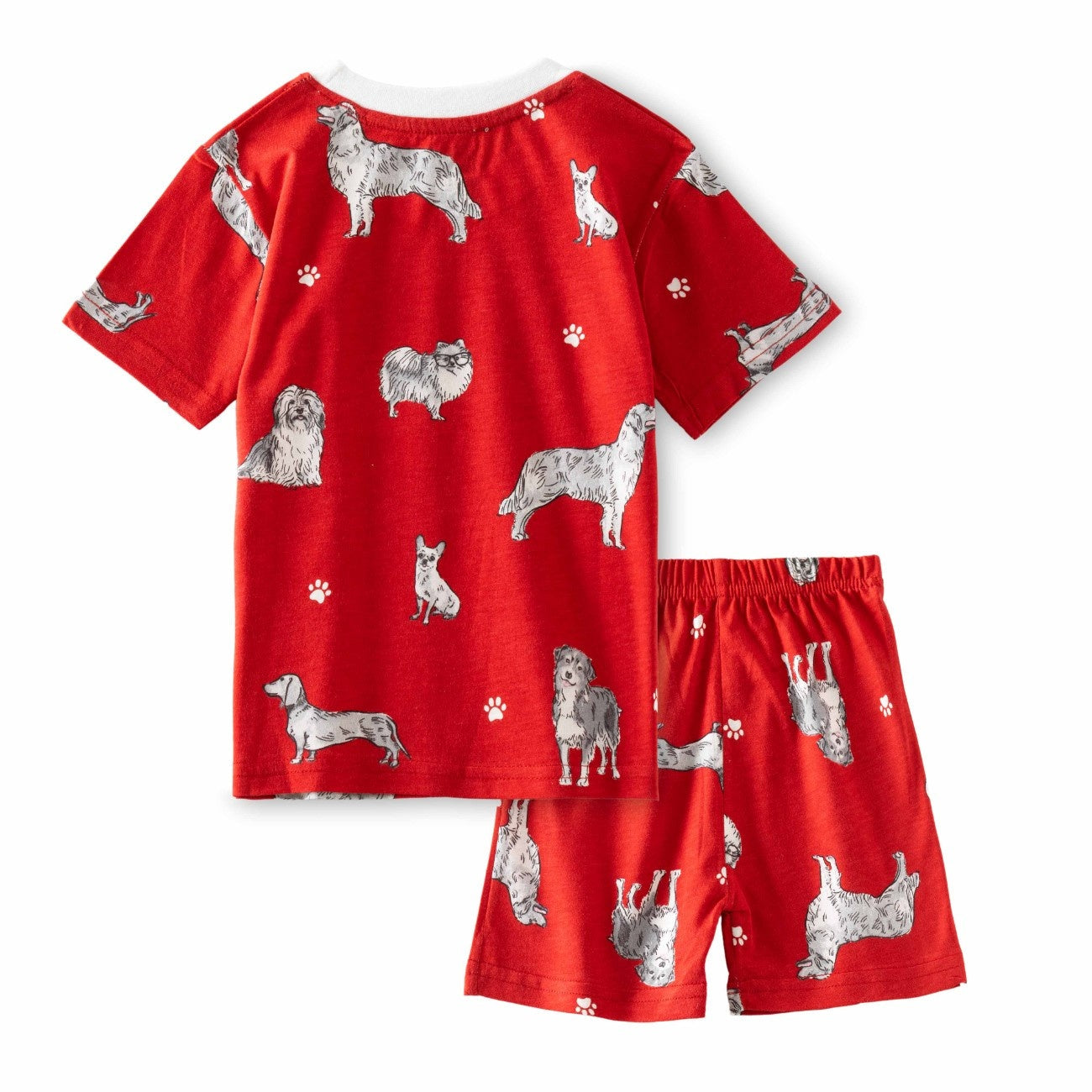 Dogs Family Printed Red Kids Co-Ord Set