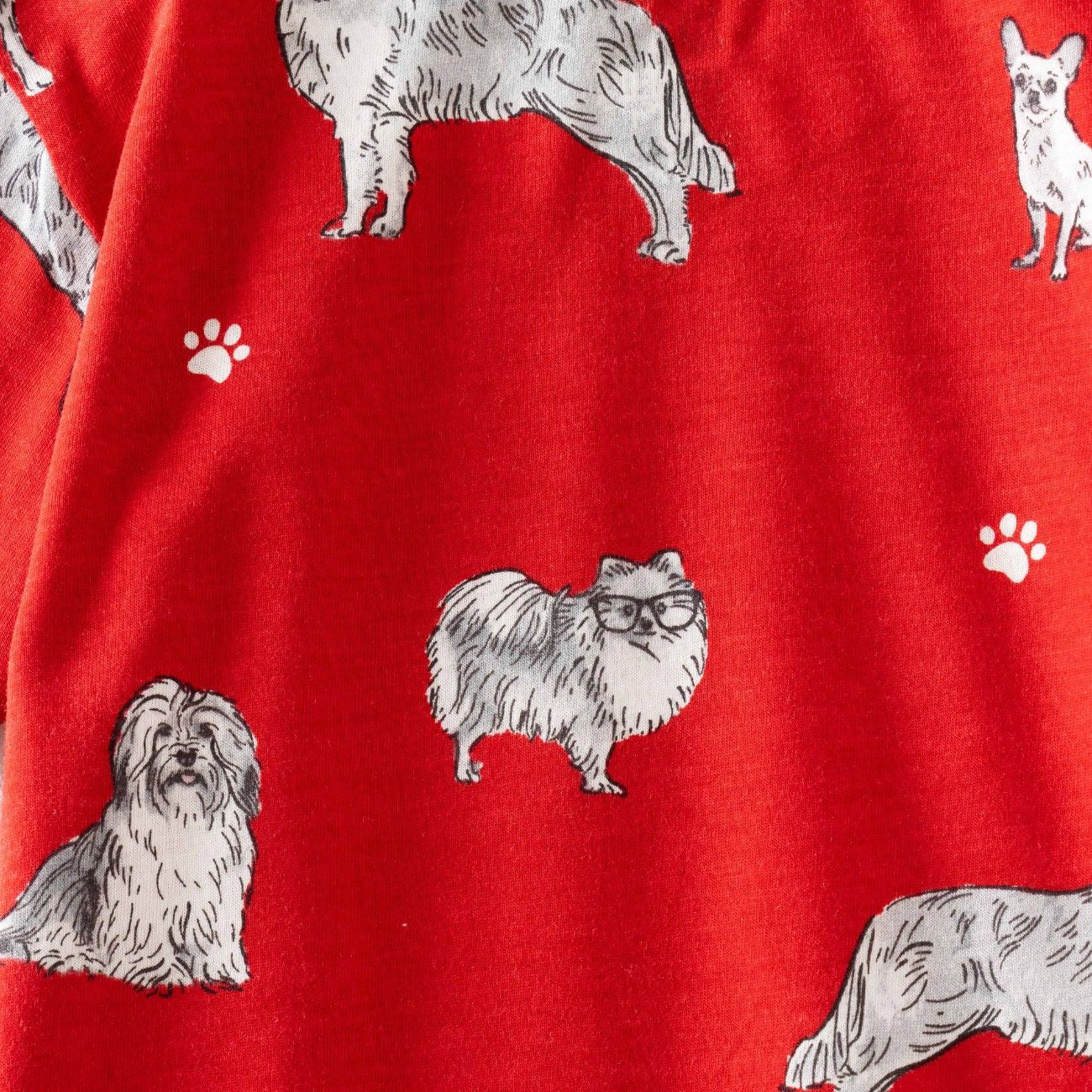 Dogs Family Printed Red Kids Co-Ord Set