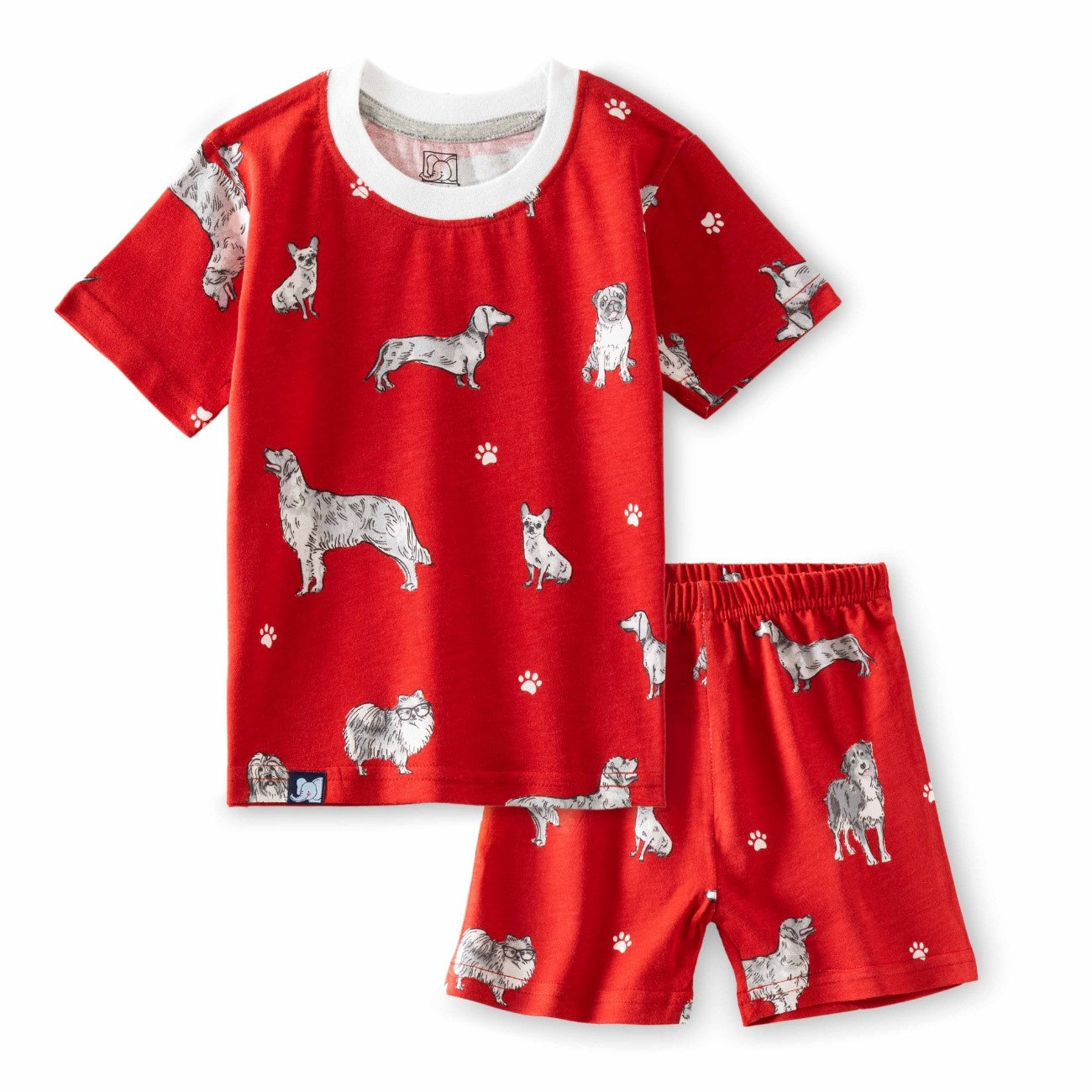 Dogs Family Printed Red Kids Co-Ord Set