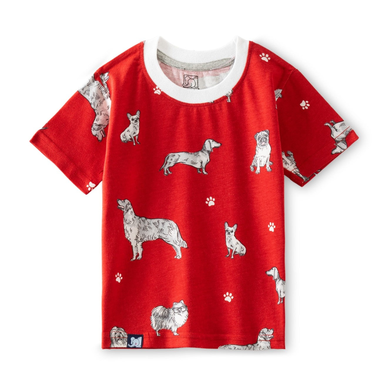 Dogs Family Printed Red Kids Co-Ord Set