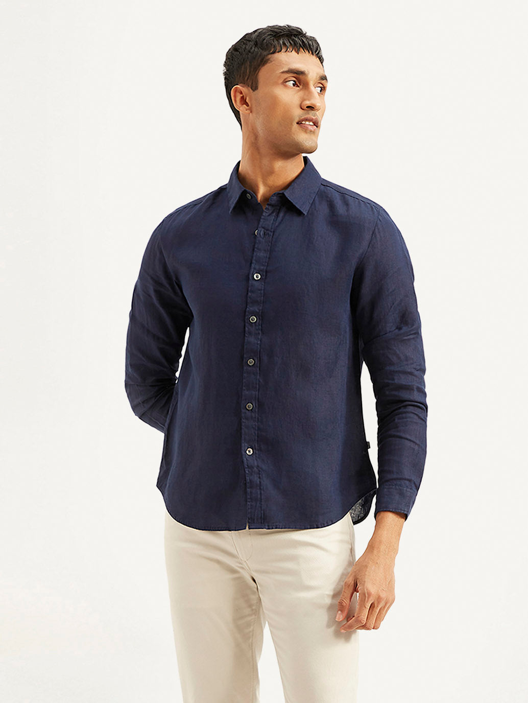 Men's Redloop Solid Regular Fit Linen Shirt