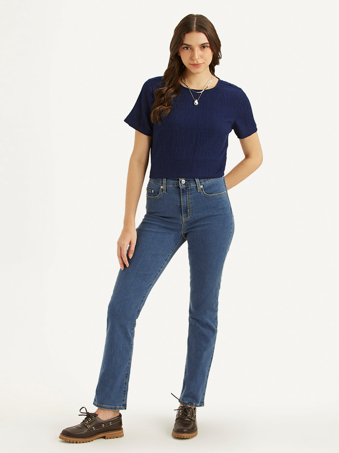 Women's 724 Blue Straight Fit High Rise Jeans