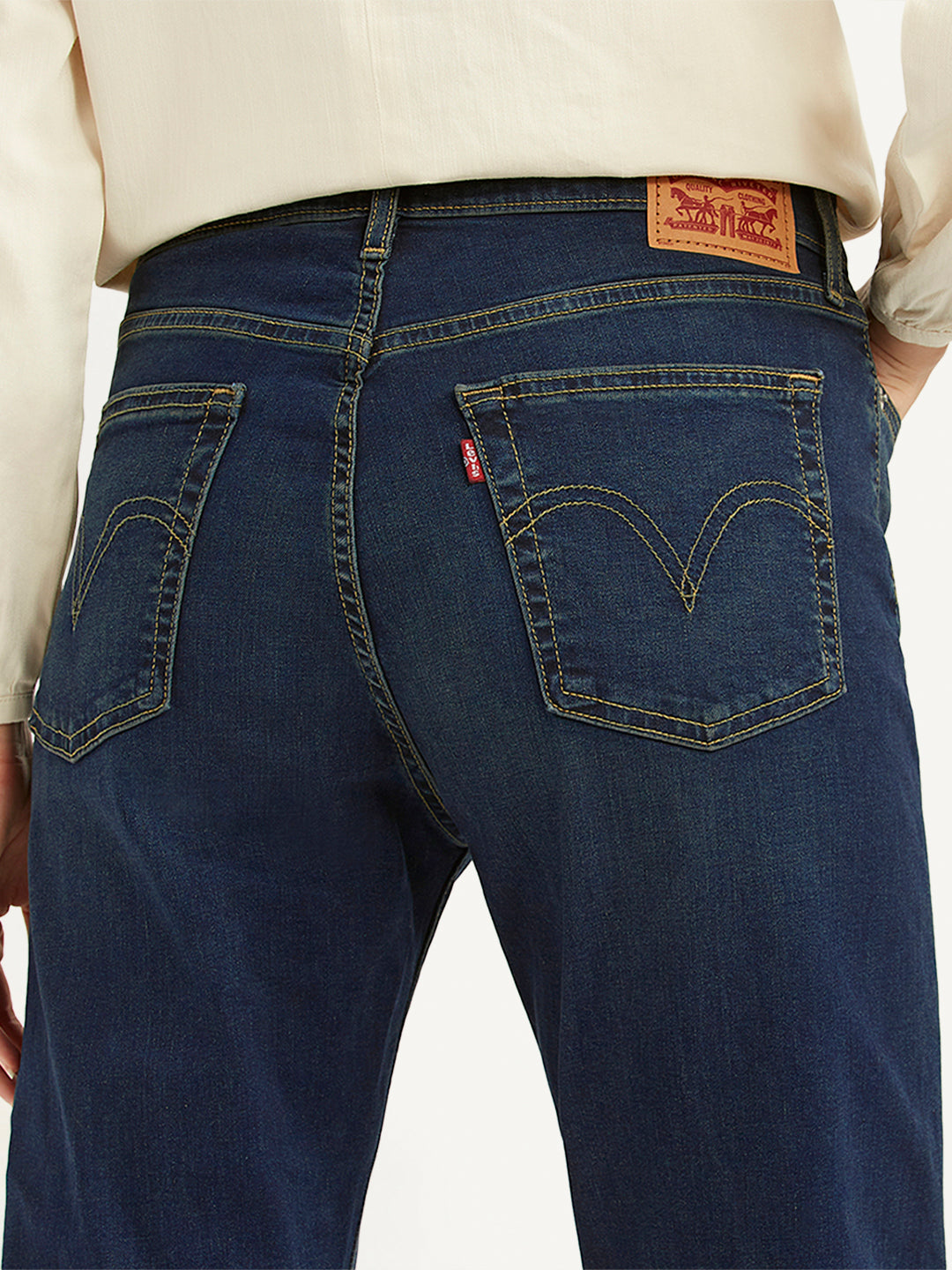 Women's Dark Blue Wedgie Straight Fit Mid Rise Jeans