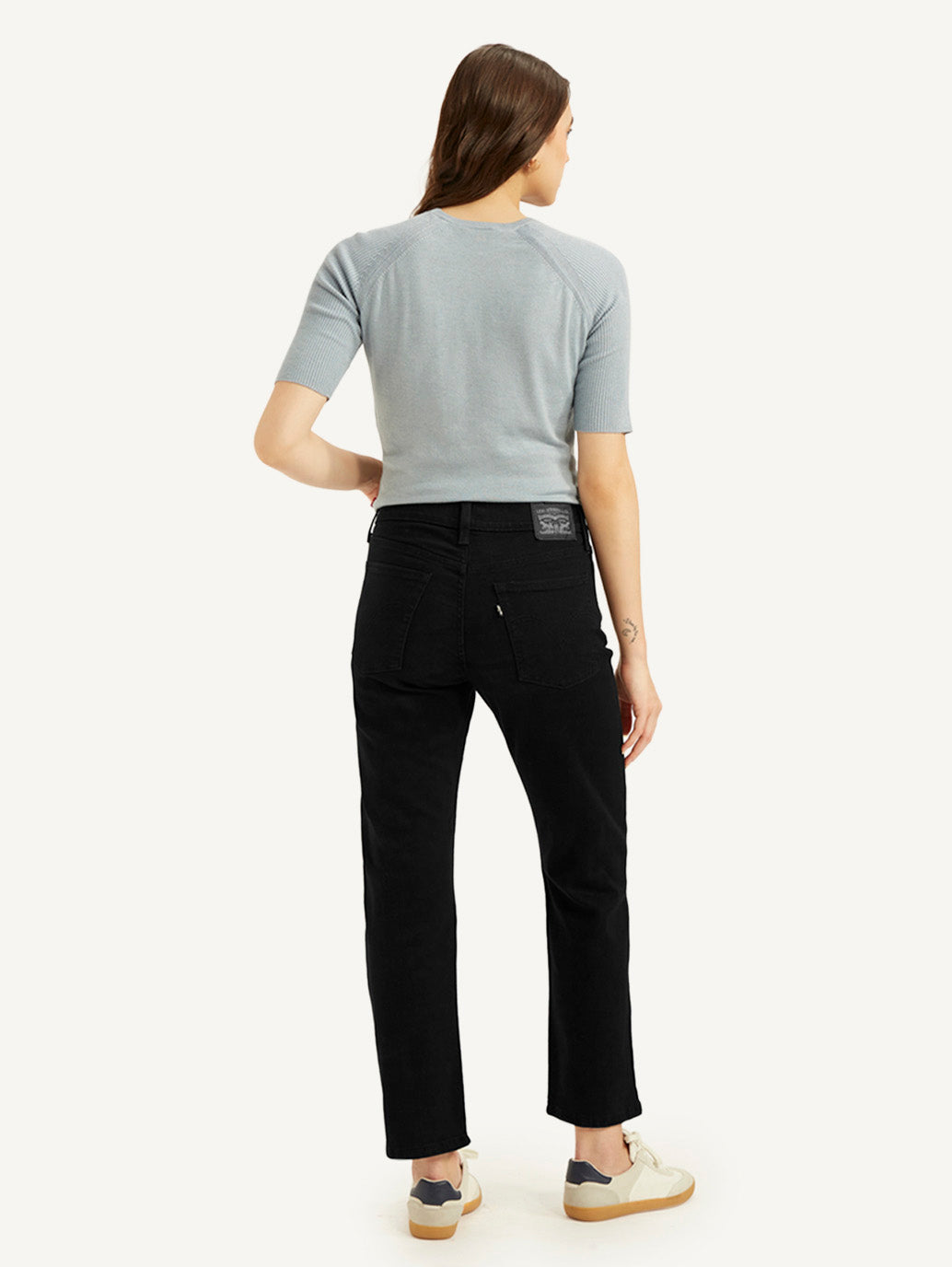 Women's Black Wedgie Straight Fit Mid Rise Jeans
