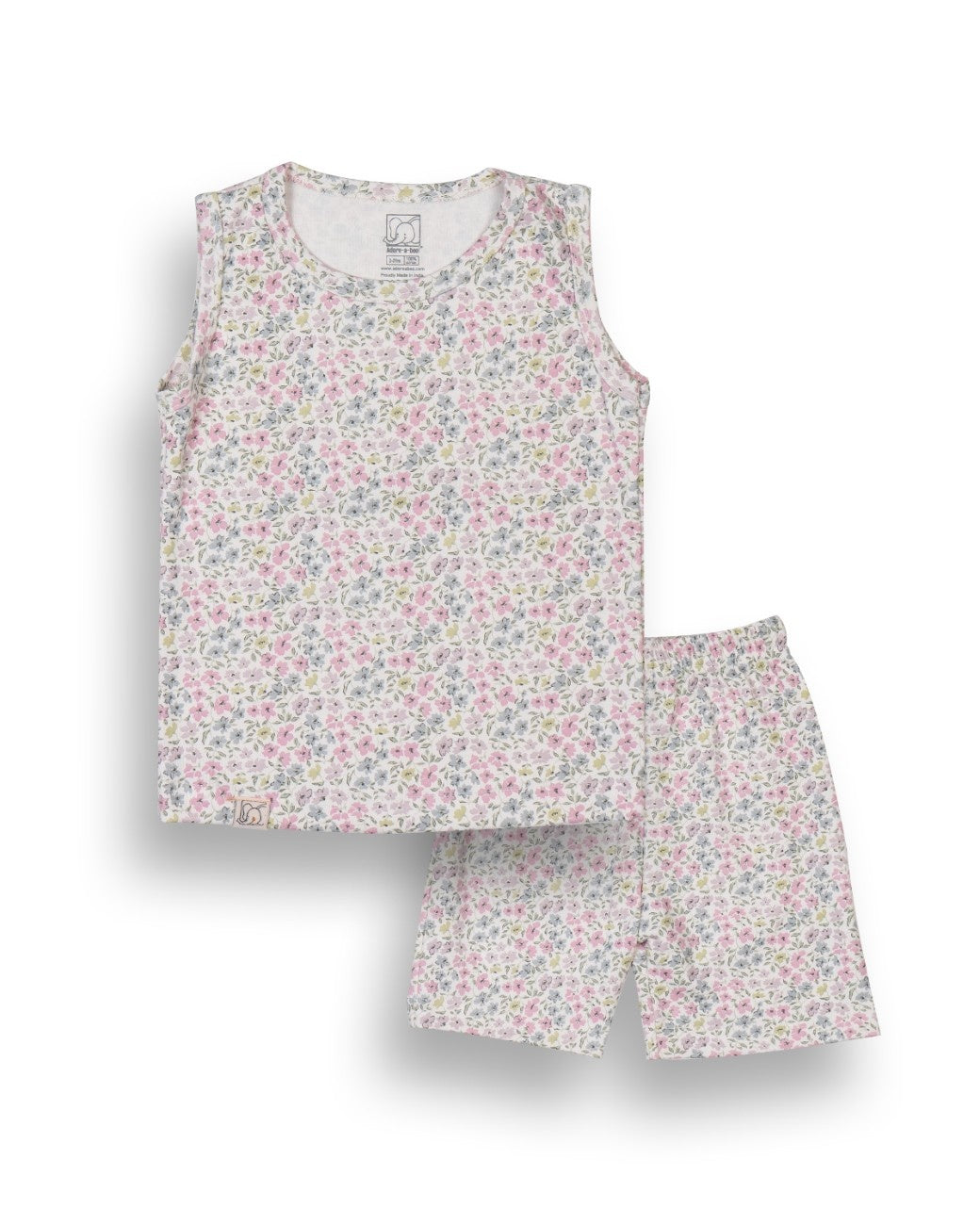 Tiny Floral Printed Pink Kids Clothing Set