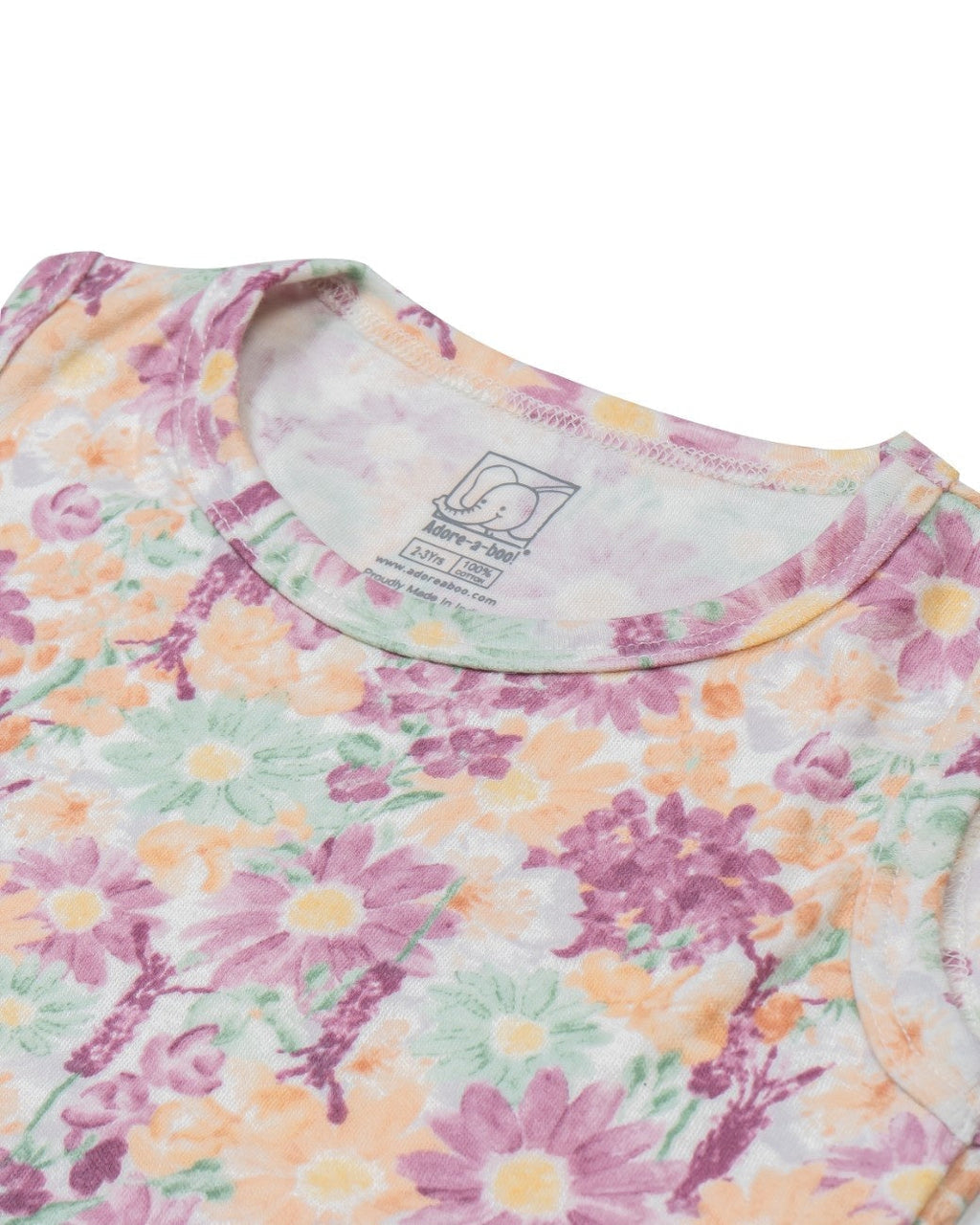 Flowers Printed Pink Kids Clothing Set