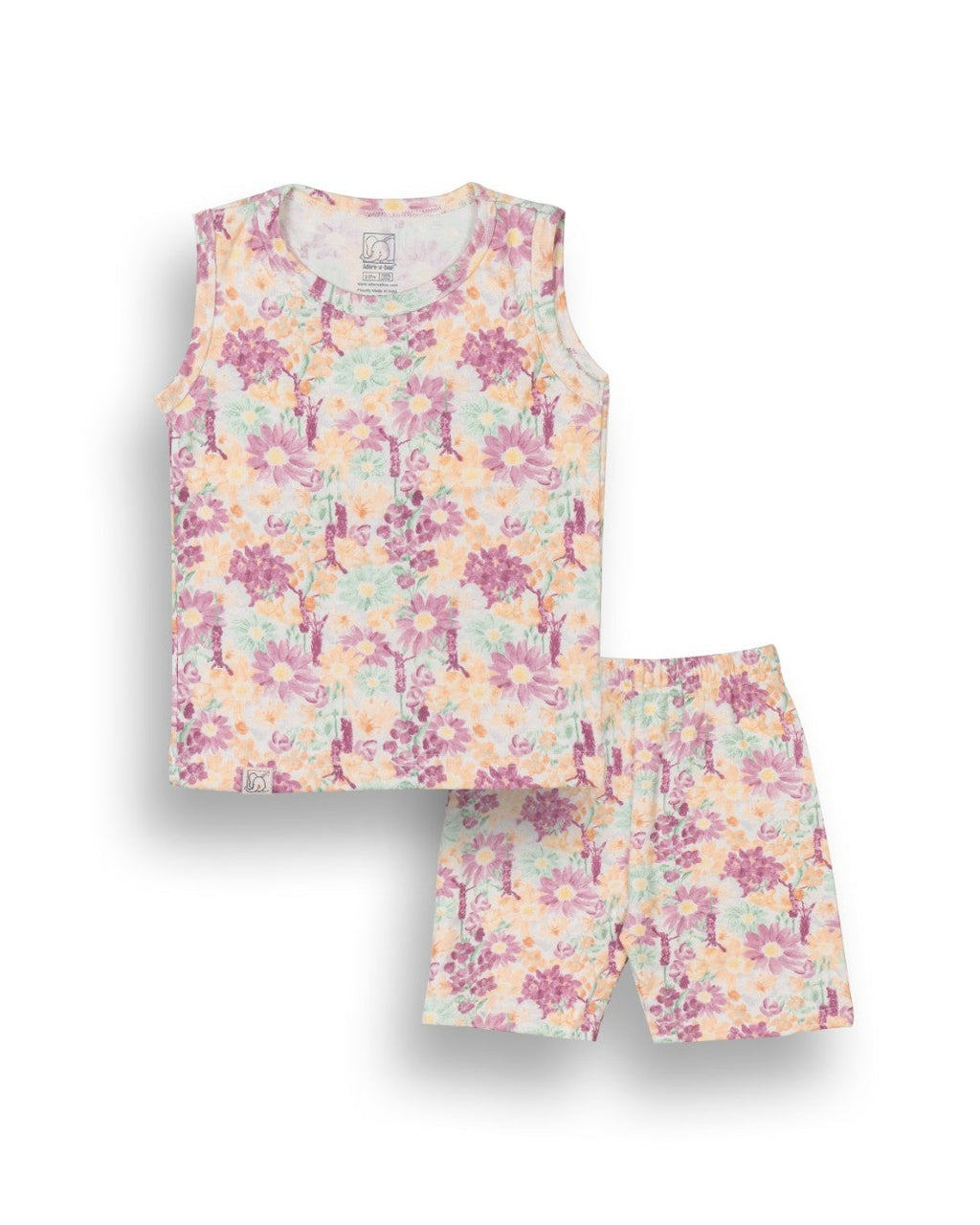 Flowers Printed Pink Kids Clothing Set