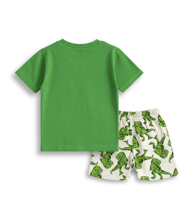 Roaring Dino Printed Green Kids Co-Ord Set