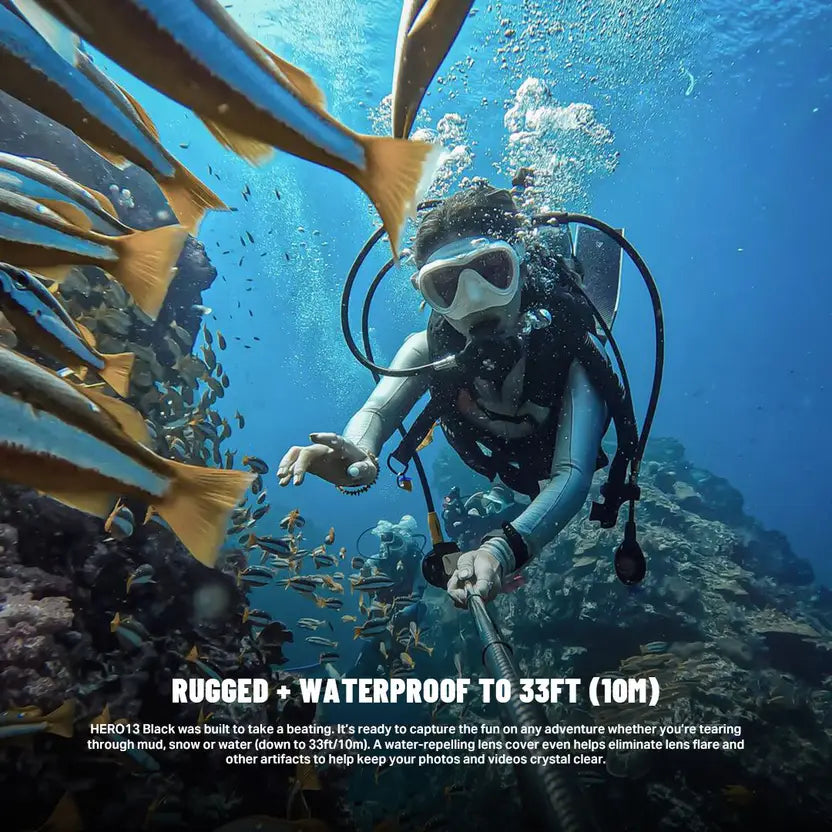 GoPro HERO13 Waterproof with 5.3K60 Video, Compatability with HB-Series Lenses Sports and Action Camera  (Black, 27 MP)