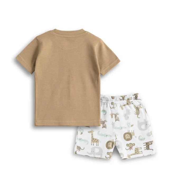 Yummy Animals Printed Brown Co-Ord Set