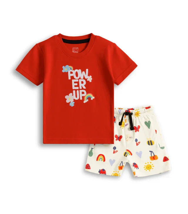Power Up Printed Red Kids Co-Ord Set