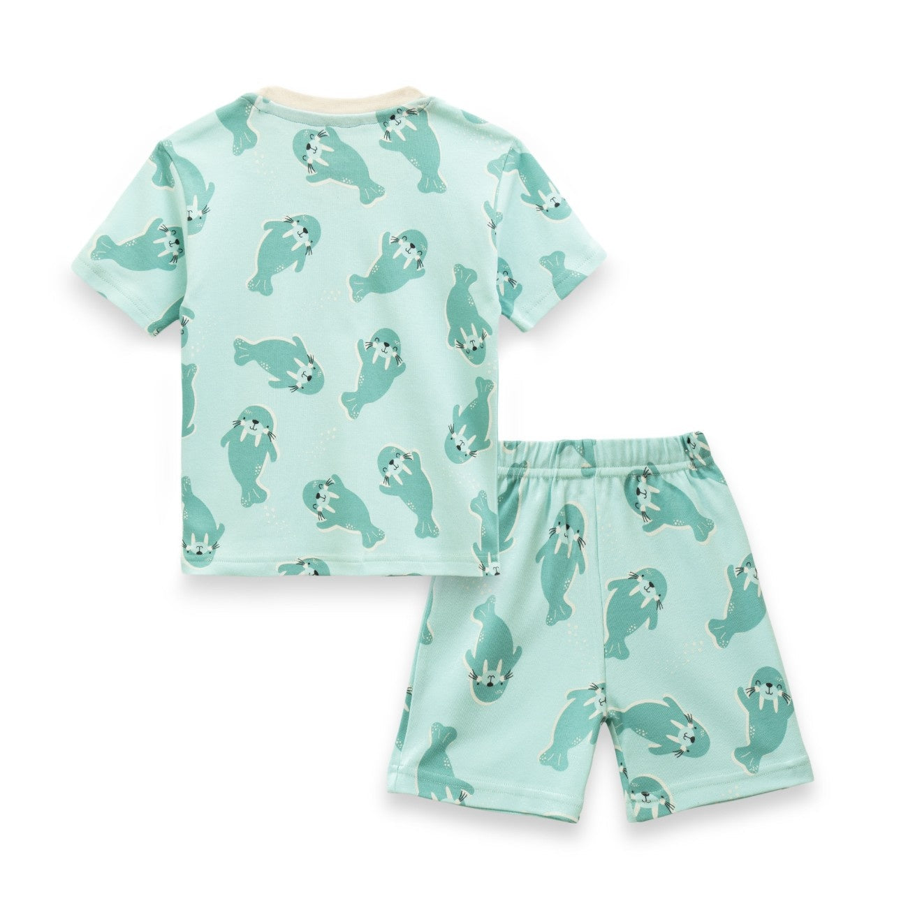 Sea Walrus Printed Green Kids Co-Ord Set
