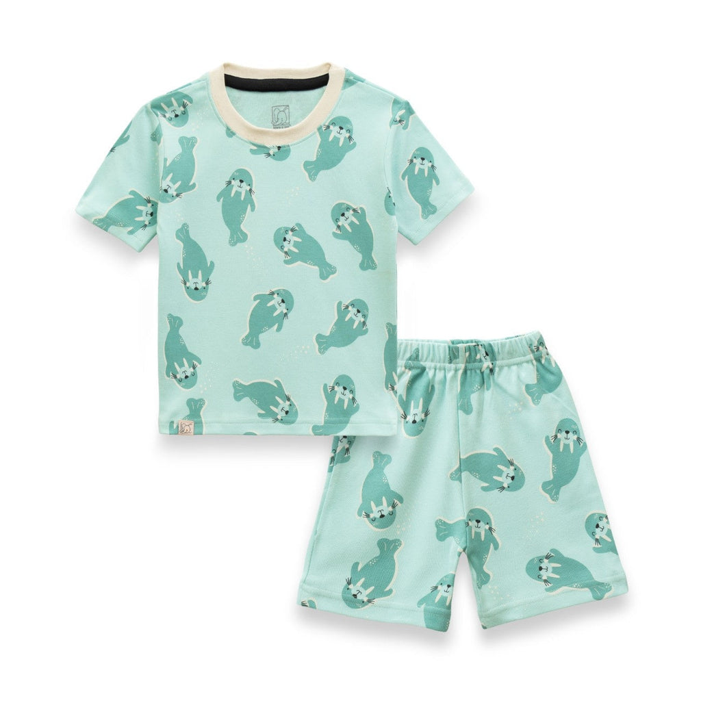 Sea Walrus Printed Green Kids Co-Ord Set