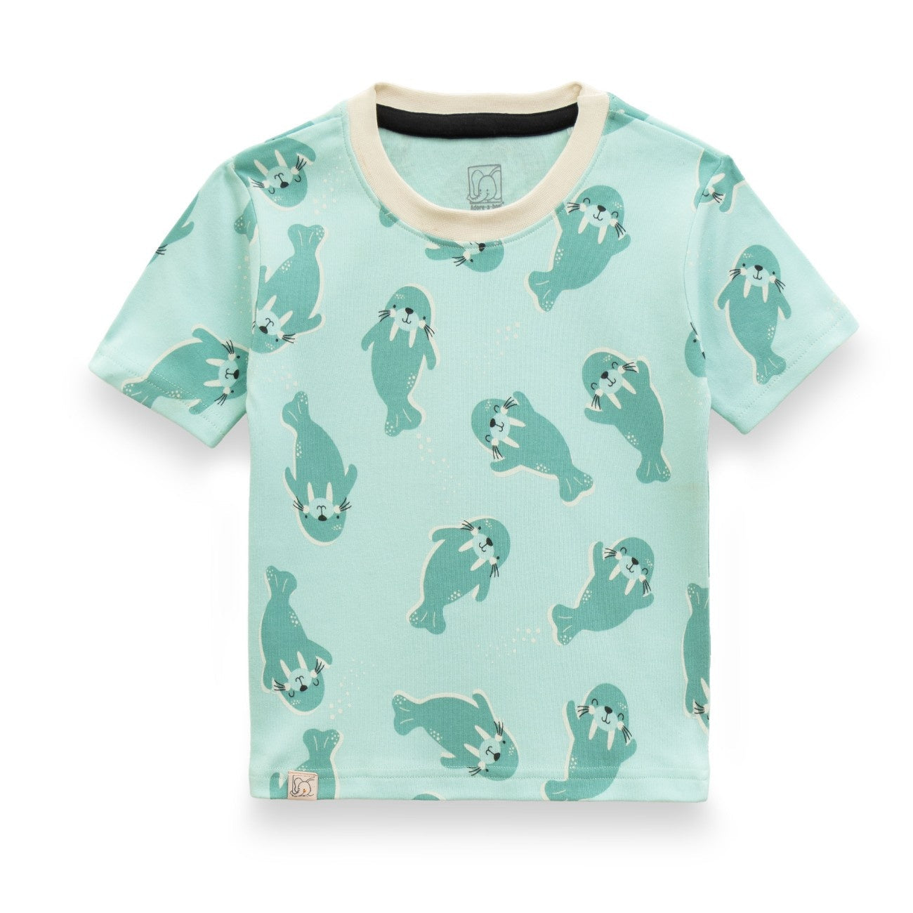 Sea Walrus Printed Green Kids Co-Ord Set