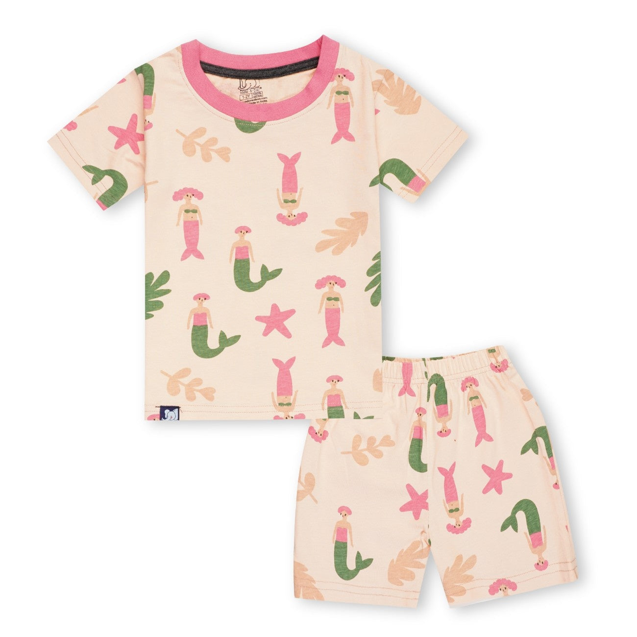 Sea Mermaid Printed Peach Kids Co-Ord Set