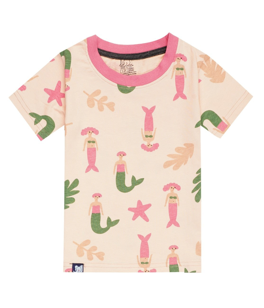Sea Mermaid Printed Peach Kids Co-Ord Set