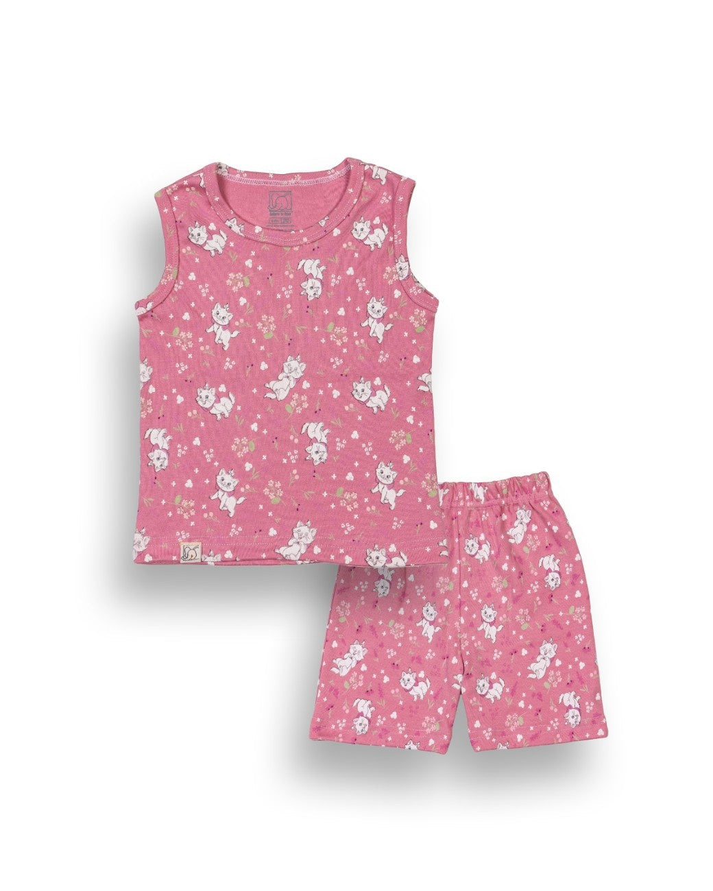Cute Kitty Cat Printed Pink Kids Clothing Set