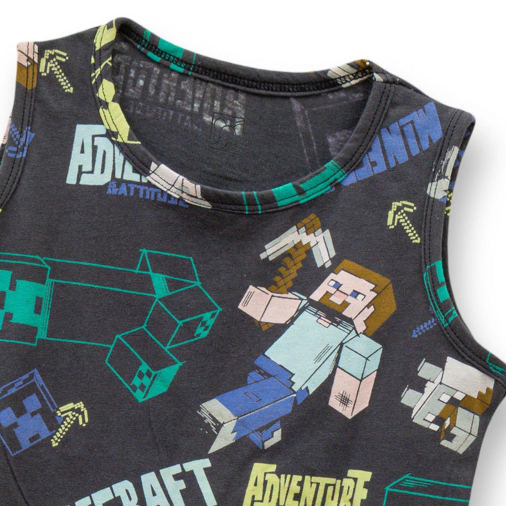Mine Craft Printed Black Kids Clothing Set