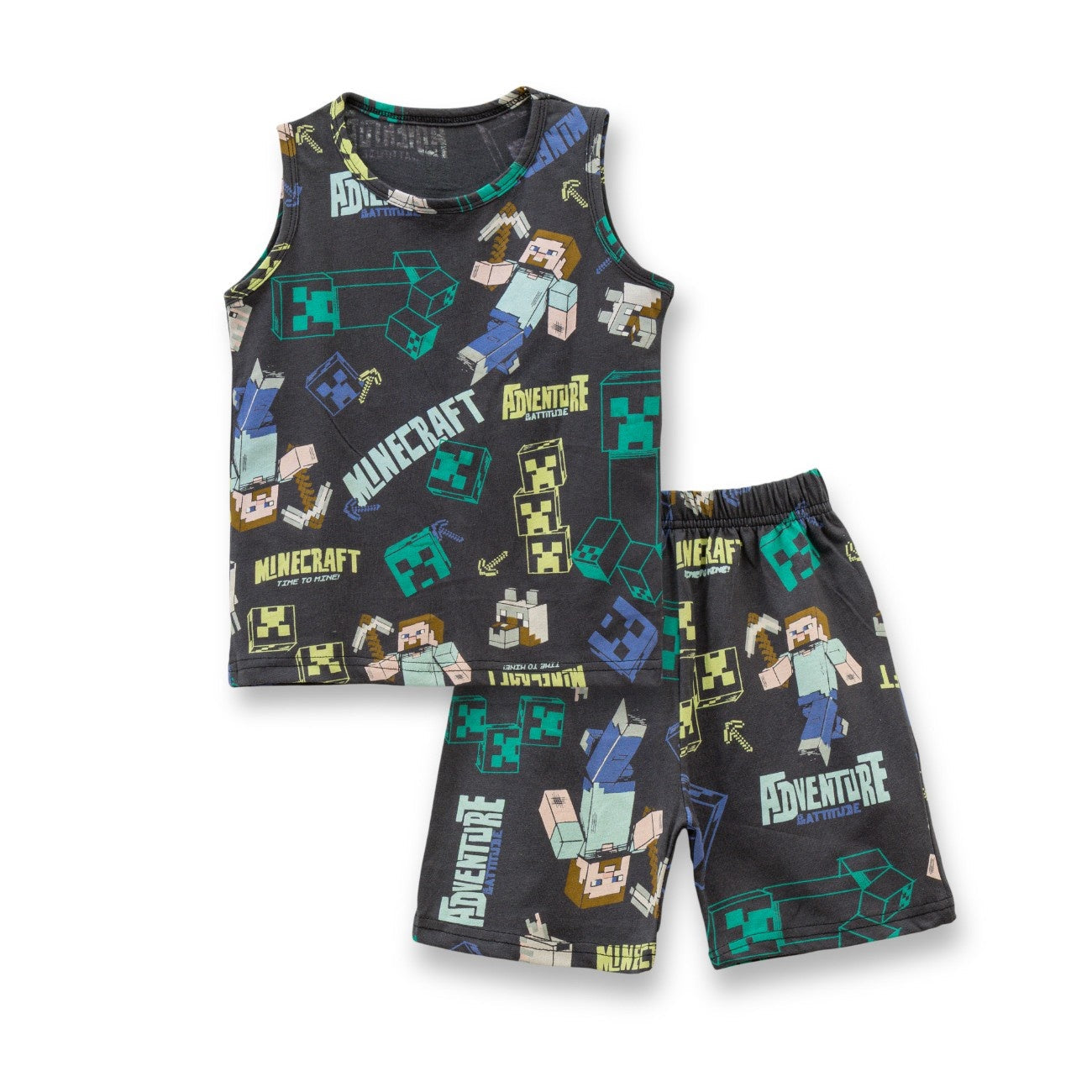 Mine Craft Printed Black Kids Clothing Set