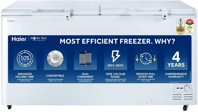 Haier 734 L Double Door Standard Deep Freezer  (White, HFC-788DM5)