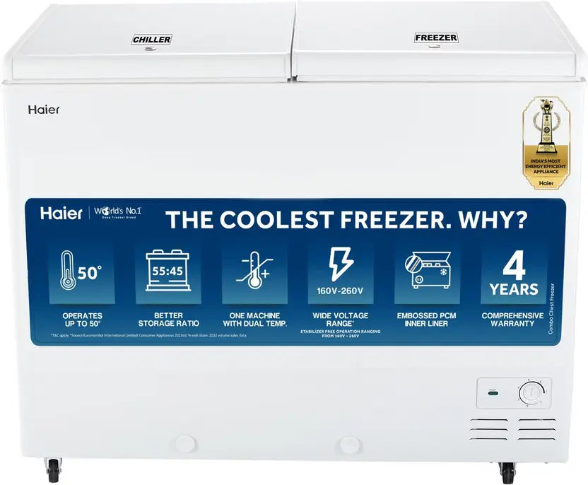 Haier 303 L Double Door Standard Deep Freezer  (White, HFC-325CM5)