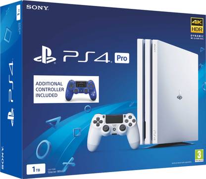 SONY PS4 Pro 1 TB (White, Extra DualShock 4 F.C Controller)