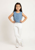 HOP Kids Blue Bow-Detailed Denim Vest Top