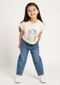 HOP Kids Off-White Text Printed Cotton T-Shirt